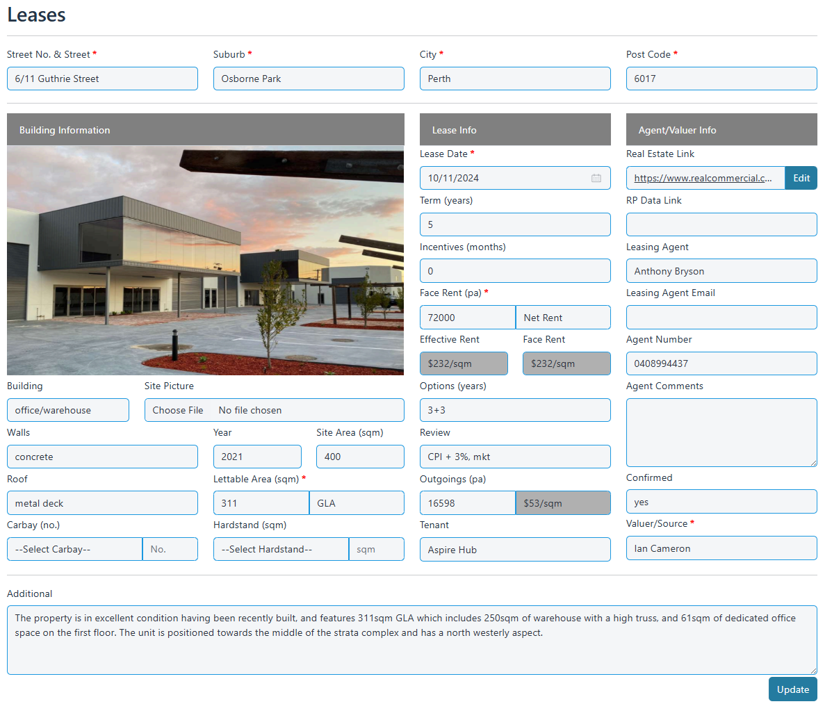 Leases Data Input